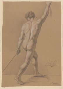 Desnudo masculino de pie, visto desde atrás (3er premio 1812) de Johannes Joseph Maria Watrin