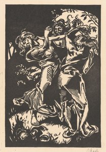 Mujeres bailando con racimos de uvas y sátiros de Johannes Josephus Aarts (signed by artist)