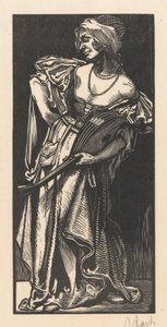 Mujer con laúd de Johannes Josephus Aarts (signed by artist)