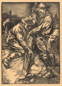 Trabajadores de la construcción que realizan trabajos de pilotaje de Johannes Josephus Aarts
