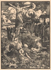 Hombre crucificado en un paisaje de colinas de Johannes Josephus Aarts