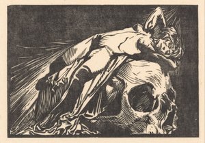 Mujer reclinada sobre una calavera de Johannes Josephus Aarts