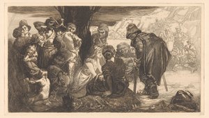 Hombres, mujeres y niños junto a un árbol de Johannes Josephus Aarts