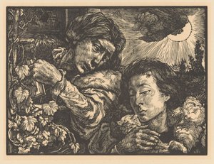 Dos mujeres junto a una parra