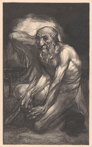 Hombre sentado, con barba y alas