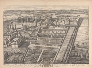 Perspectiva de la casa de Windsor, propiedad de Su Gracia Charles Beauclerck de Johannes Kip