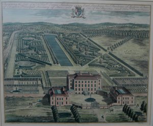 Un grabado de Chevening por Johannes Kip (m.1722) según Thomas Badeslade (m.1742), publicado (en History of Kent) 1719 por John Harris