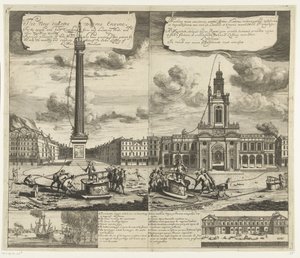 Gebruik van de slangbrandspuiten en Londres, ca. 1690-1700 El nuevo motor de gusano aspirante para extinguir incendios de forma rápida y sencilla y drenar estanques y otras aguas estancadas (...) (título sobre el objeto) Machina nova exuctoria vermi: formi de Johannes Kip