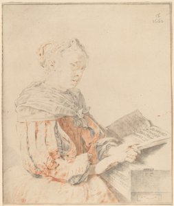 Niña Joven en el Teclado, 1767 de Johannes Kornlein