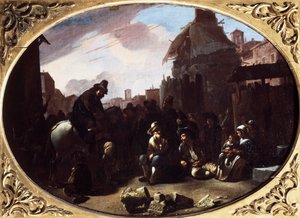 Bambocciata, Sacamuelas en Piazza Navona de Johannes Lingelbach