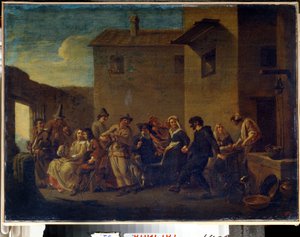 Carnaval de Venecia (Carnaval de Venecia). Pintura de Johannes Lingelbach
