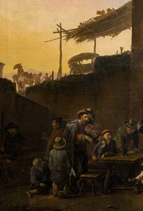 Bebedores frente a una posada italiana de Johannes Lingelbach