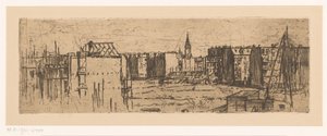 Vista de Ámsterdam con casas en construcción de Johannes Löhr