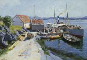 Muelle de transbordadores en el oeste de Noruega de Johannes Martin Grimelund