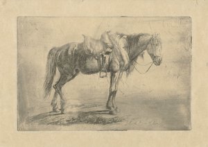 Caballo ensillado a la derecha de Johannes Mock