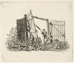 Dos figuras en una puerta abierta