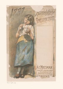 Calendario desprendible con niña que hace burbujas Calendario mensual de lágrimas 1887 (título del objeto)