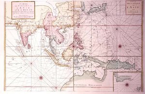 Carta costera que se extiende desde el noroeste de India hasta el norte de Australia pasando por Japón y las Filipinas, c.1700