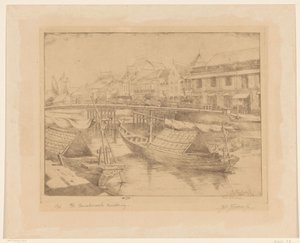 Puente rojo en la ciudad baja de Surabaya en Java Oriental de Johannes Nicolaas