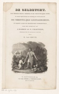 Dos hombres por un cofre lleno de objetos de valor Página de título para: G. van Reyn, La lujuria por el dinero, un defecto reinante en la iglesia cristiana, 1838