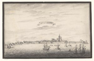 Vista de Colombo De Stadt y Kastel Von Colombo. On The Eijland Ceijlon (título sobre el objeto) de Johannes Rach (possibly)