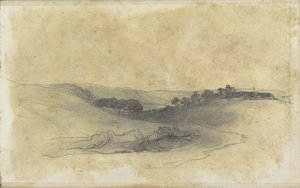 Paisaje de colinas con árboles de Johannes Tavenraat