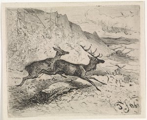 Dos ciervos corriendo de Johannes Tavenraat