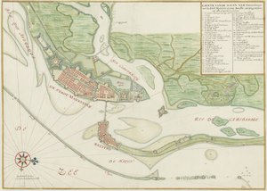 Carta acuarela de la ciudad de Recife (Brasil) en el siglo XVII de Johannes Vingboons