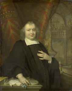 Retrato de Gaspar Fagel, Gran Pensionista de Holanda después de 1672
al fondo, la Sala de Reuniones de los Estados de Holanda en el Binnenhof de La Haya de Johannes Vollevens (I) (copy after)