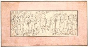 El sermón de la montaña. Boceto para relieve desaparecido en la Iglesia de Mármol (frontones sobre las ventanas de esquina) de Johannes Wiedewelt