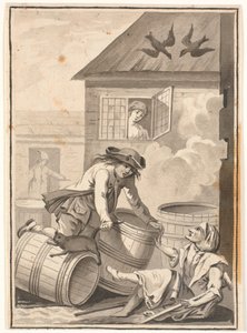 Jens Blok y Gunild. Ilustración para Ludvig Holberg: Peder Paars 1772. (2. libro, 3. canto)