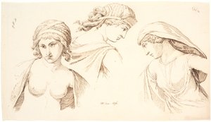 Tres cabezas clásicas de mujeres