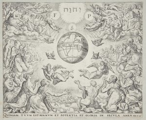 Adoración de la Trinidad en el cielo de Johannes Wierix