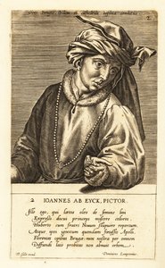 Retrato de Jan van Eyck, pintor neerlandés del Renacimiento del Norte temprano