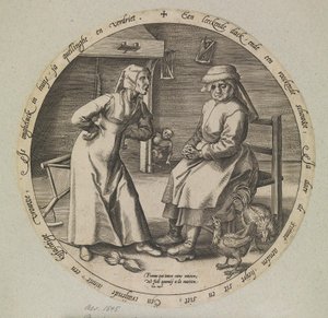 La mujer regañona y la gallina cacareante de Johannes Wierix