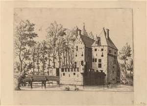 Castillo con Puente Elevador de Johannes and Lucas van Doetechum after Master of the Small Landscapes