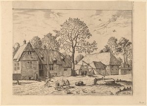 Granjas con pozo de Johannes and Lucas van Doetechum after Master of the Small Landscapes