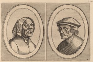"Baef Schol-becx" y "Spruyt Vroegh-bedorven" de Johannes and Lucas van Doetechum after Pieter Bruegel the Elder