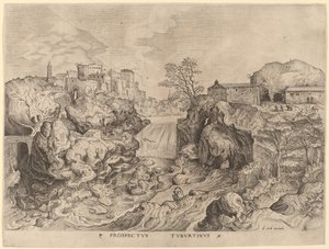 Prospectus Tyburtinus (Vista del Tíber) de Johannes and Lucas van Doetechum after Pieter Bruegel the Elder
