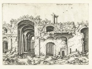 Tercera vista de las Termas de Diocleciano Ruinas romanas, 1561 (título de la serie) de Johannes of Lucas van Doetechum (attributed to)