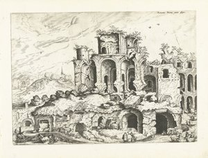 Tercera vista de las ruinas de la Colina Palatina Ruinas romanas, 1561 (título de la serie) de Johannes of Lucas van Doetechum (attributed to)
