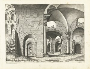 Vista de las Termas de Diocleciano Ruinas romanas, 1561 (título de la serie) de Johannes of Lucas van Doetechum (attributed to)