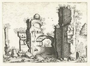 Vista de las ruinas, posiblemente las Termas de Caracalla Ruinas romanas, 1561 (título de la serie) de Johannes of Lucas van Doetechum (attributed to)