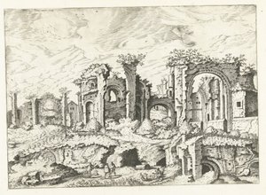 Cuarta vista de las ruinas de la Colina Palatina Ruinas romanas, 1561 (título de la serie) de Johannes of Lucas van Doetechum (attributed to)