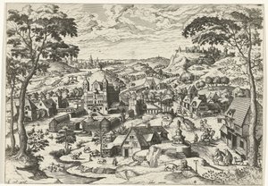 Paisaje con San Antonio Salve antoni (título sobre el objeto) Paisajes con historias cristianas (título de la serie) de Johannes of Lucas van Doetechum