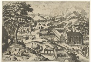 Paisaje con San Jerónimo hieronimus in deserto (título sobre objeto) Paisajes con historias cristianas (título de la serie) de Johannes of Lucas van Doetechum