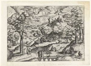 paisaje con bautismo de cristo Paisajes con historias cristianas (título de la serie) de Johannes of Lucas van Doetechum
