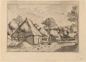 Un Patio de Granja con un Pozo de Agua de Johannes van Doetechum, the Elder and Lucas