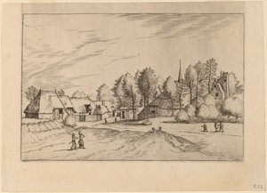 Pueblo Rural con Torre de Iglesia de Johannes van Doetechum, the Elder and Lucas