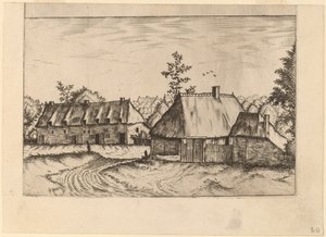 Granja y fila de casas de Johannes van Doetechum, the Elder and Lucas
